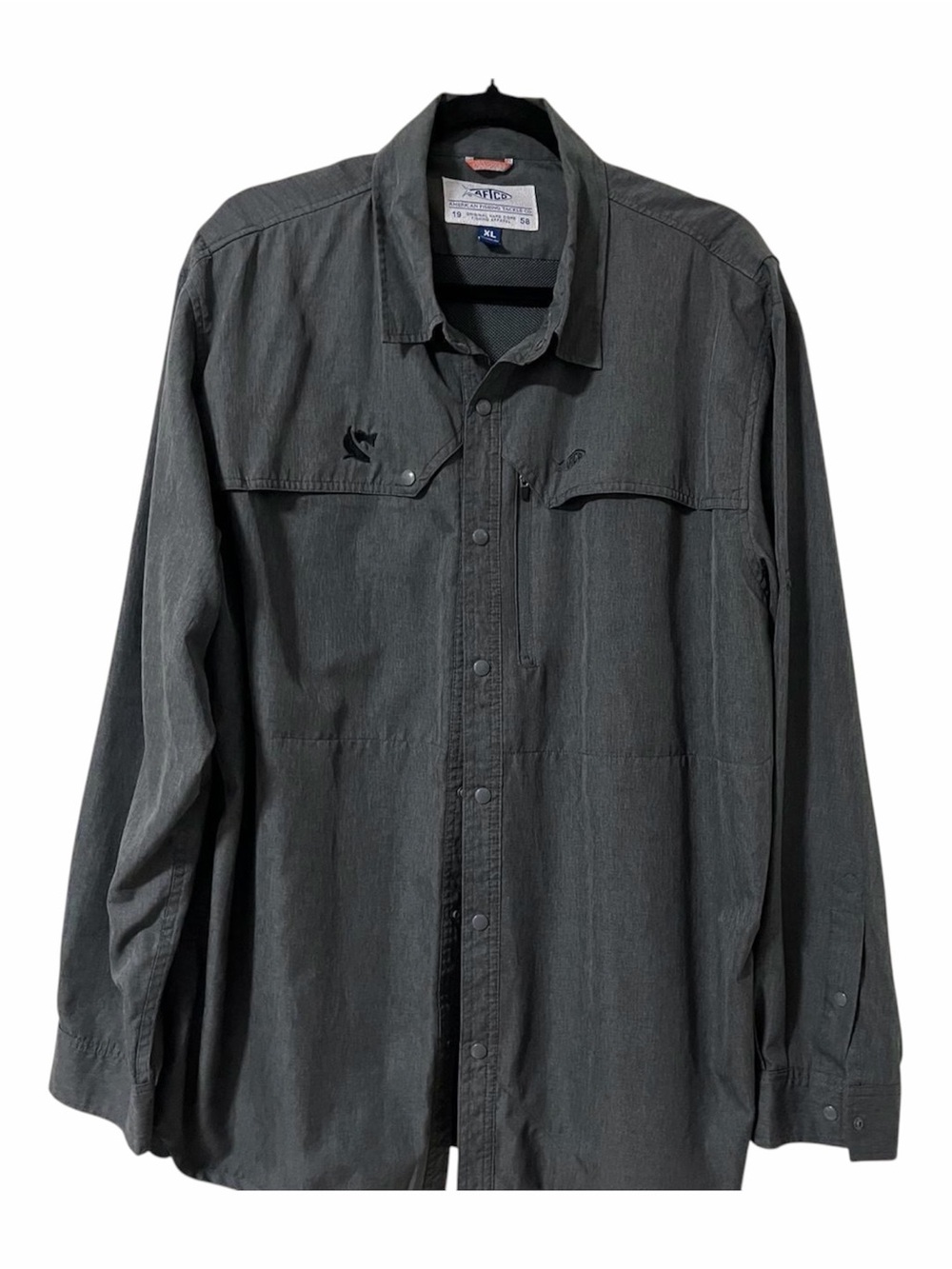 AFTCO Utility Long Sleeve Outdoor Shirt Dark Gray Button Down Size XL Fishing